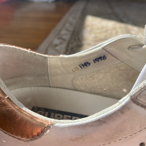 Golden Goose Super Star Low Too Sneaker- Optic White with Peach Pink Metallic - Picture 8 of 8